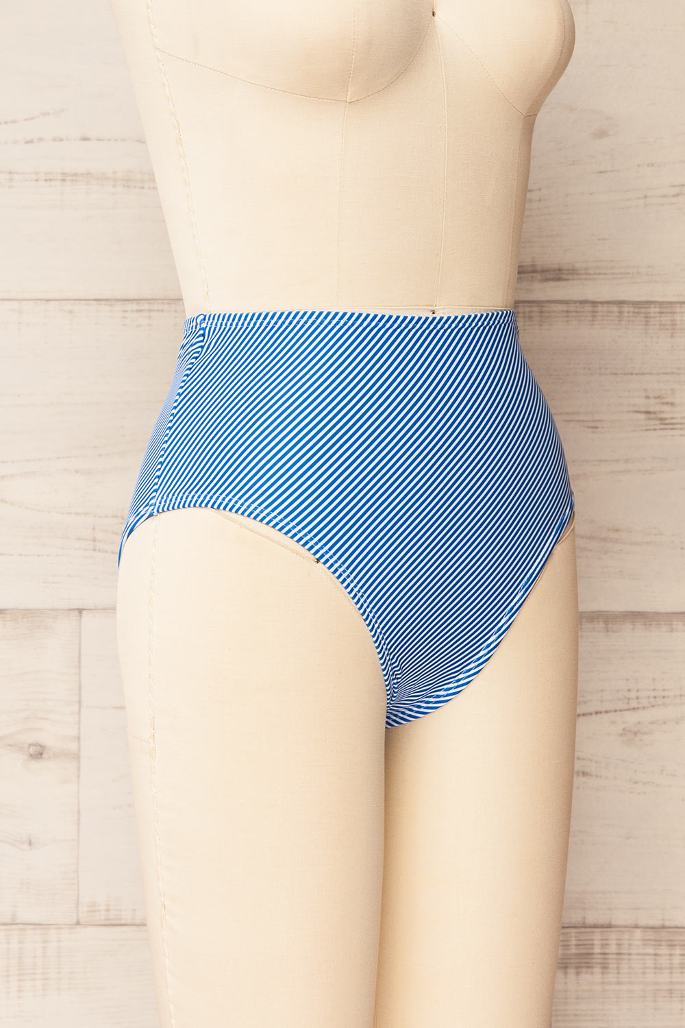 Engel Stripes Blue High-Waisted Bikini Bottom | La petite garçonne  side view