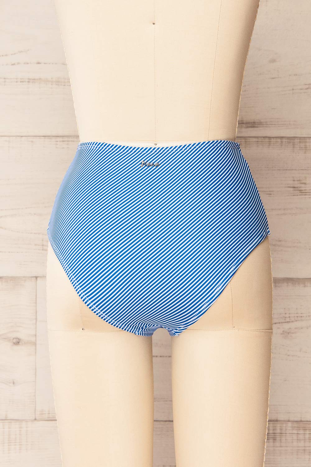 Engel Stripes Blue High-Waisted Bikini Bottom | La petite garçonne  back view