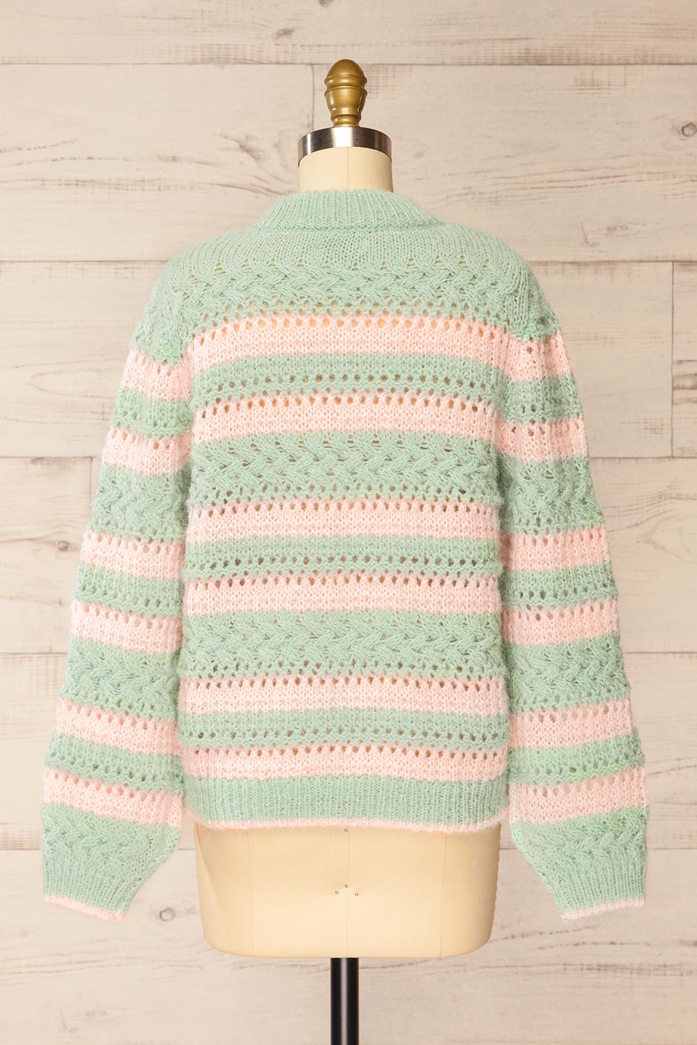 Engomi Striped Open-work Knit Sweater | La petite garçonne back view