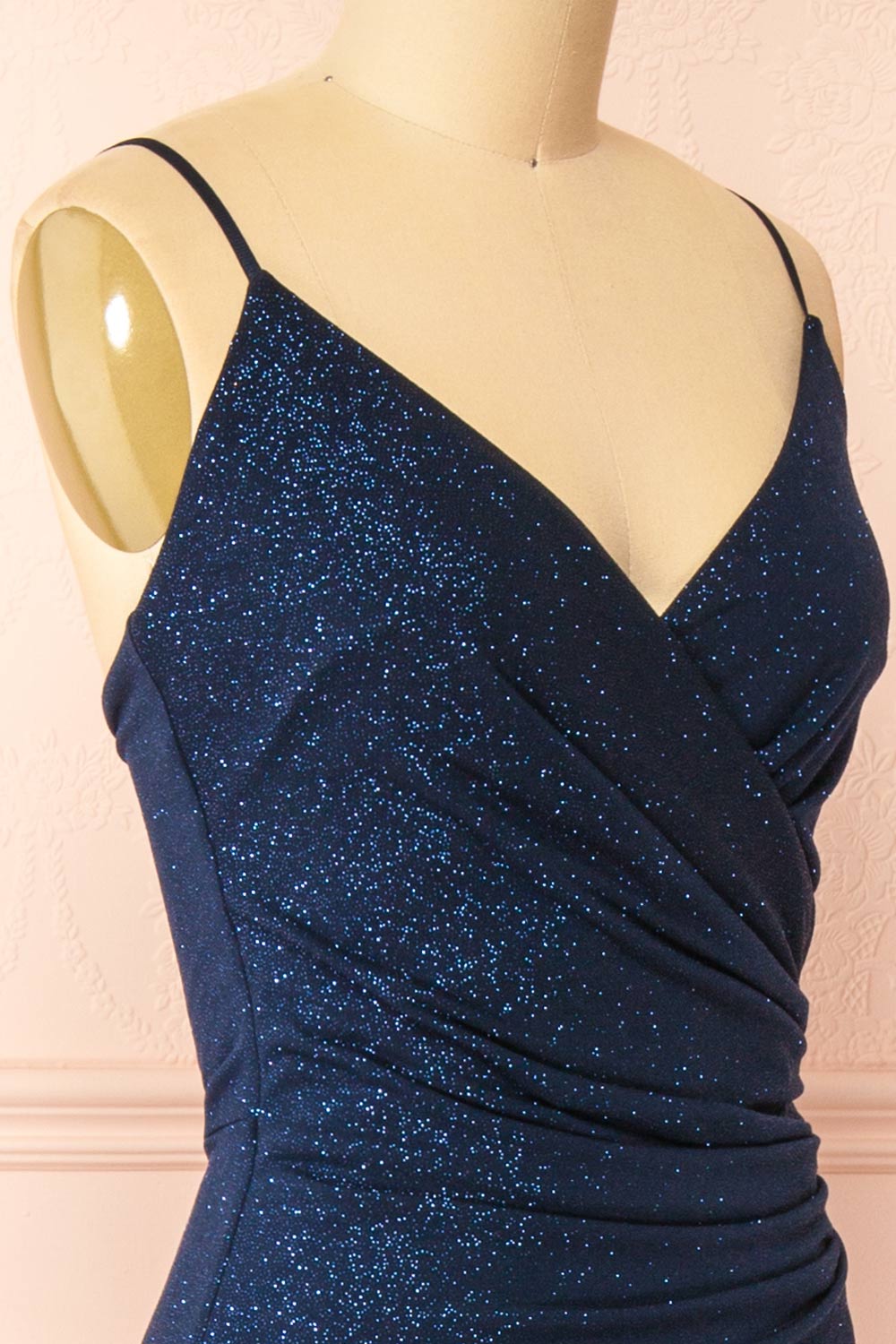 Enyra Navy Sparkling Dress w/ Wrapped Bodice | Boutique 1861 side 