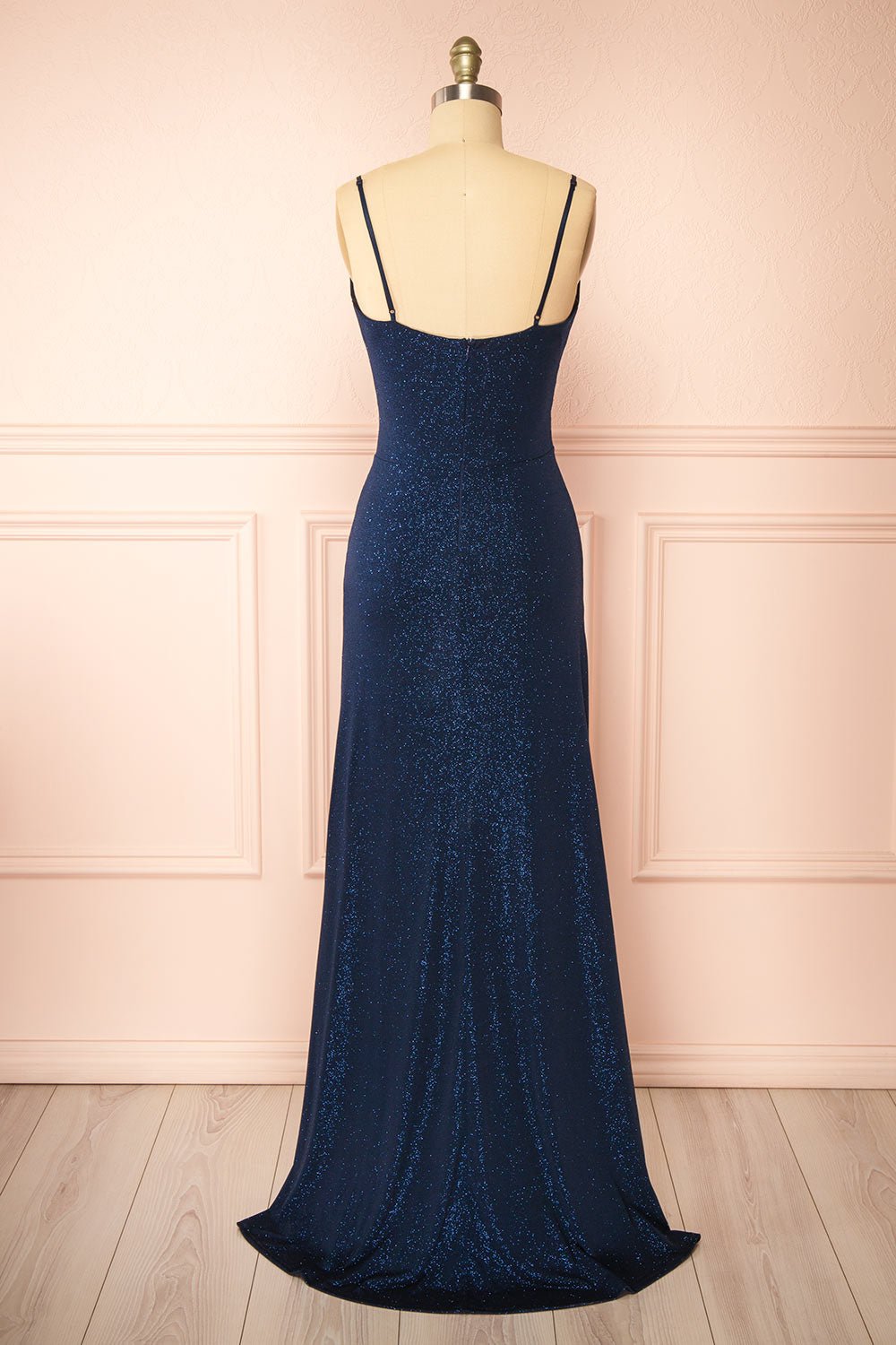 Enyra Navy Sparkling Dress w/ Wrapped Bodice | Boutique 1861 back view