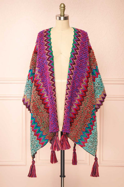 Eota Multicoloured Poncho w/ Patterns | Boutique 1861 front view