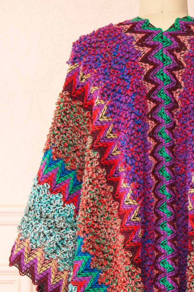 Eota Multicoloured Poncho w/ Patterns | Boutique 1861 back close-up
