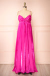 Eowyn Fucshia Silky Pleated Maxi Dress | Boutique 1861 front view