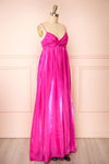 Eowyn Fucshia Silky Pleated Maxi Dress | Boutique 1861 side view