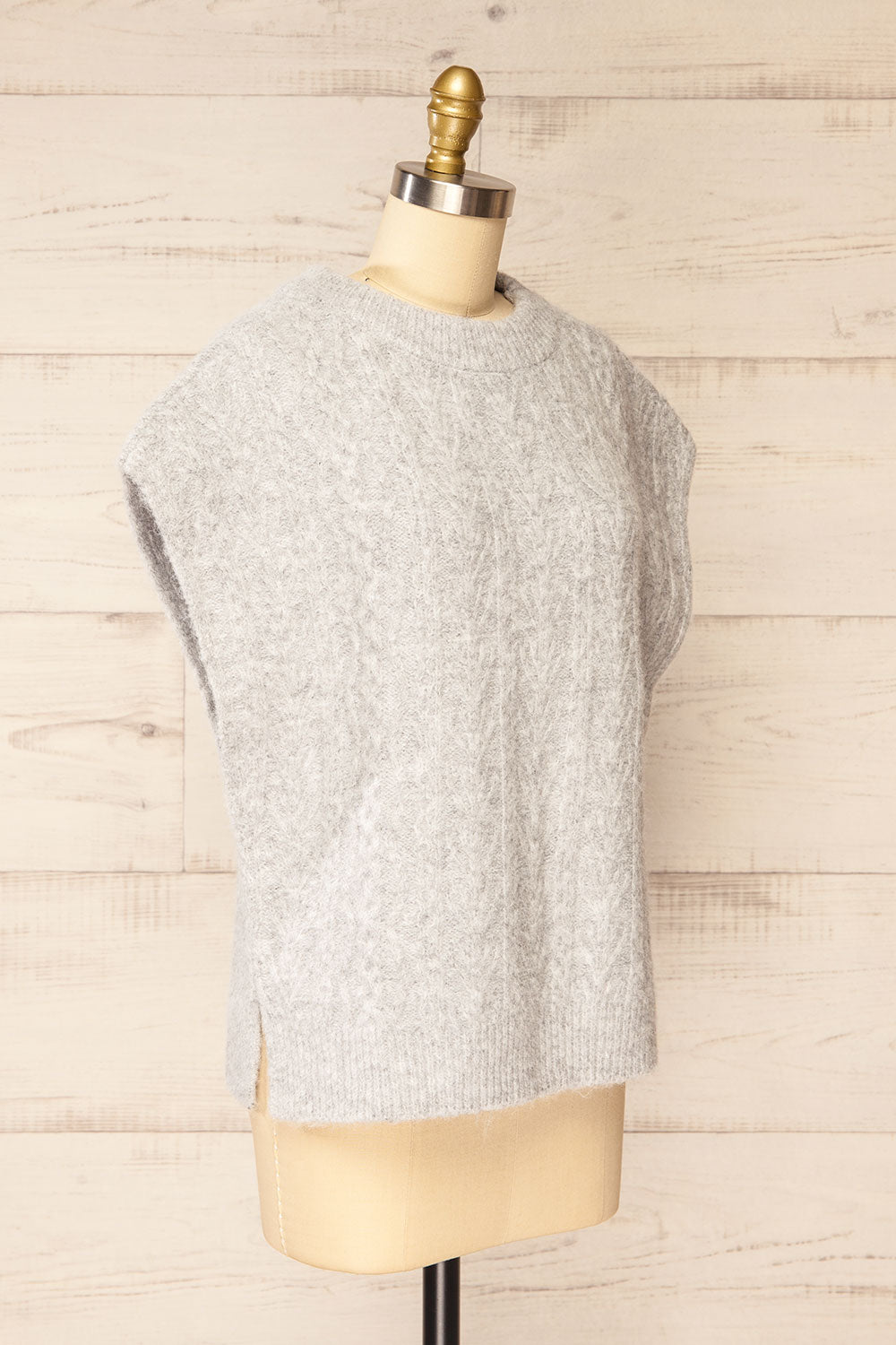 Epirus Grey Sleeveless Twisted Knit Vest | La petite garçonne   side view