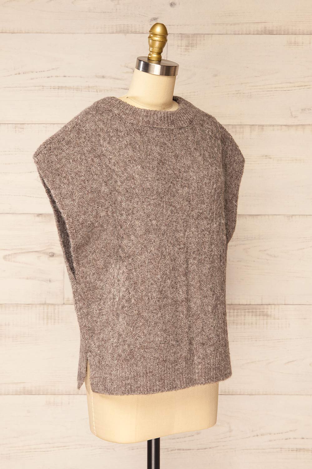 Epirus Taupe Sleeveless Twisted Knit Vest | La petite garçonne side view