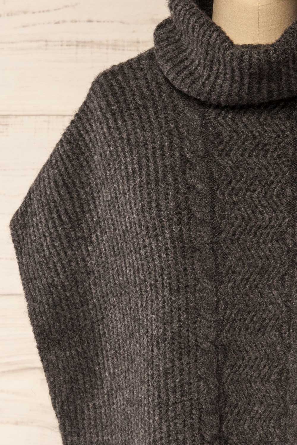 Erzurum Grey Knit Turtleneck Poncho | La petite garçonne front