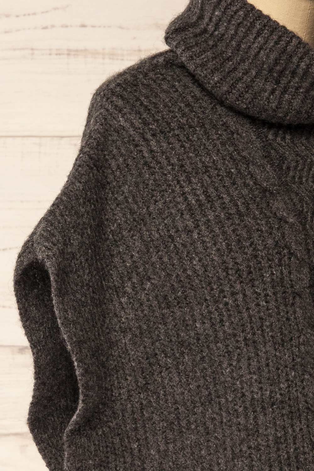 Erzurum Grey Knit Turtleneck Poncho | La petite garçonne side