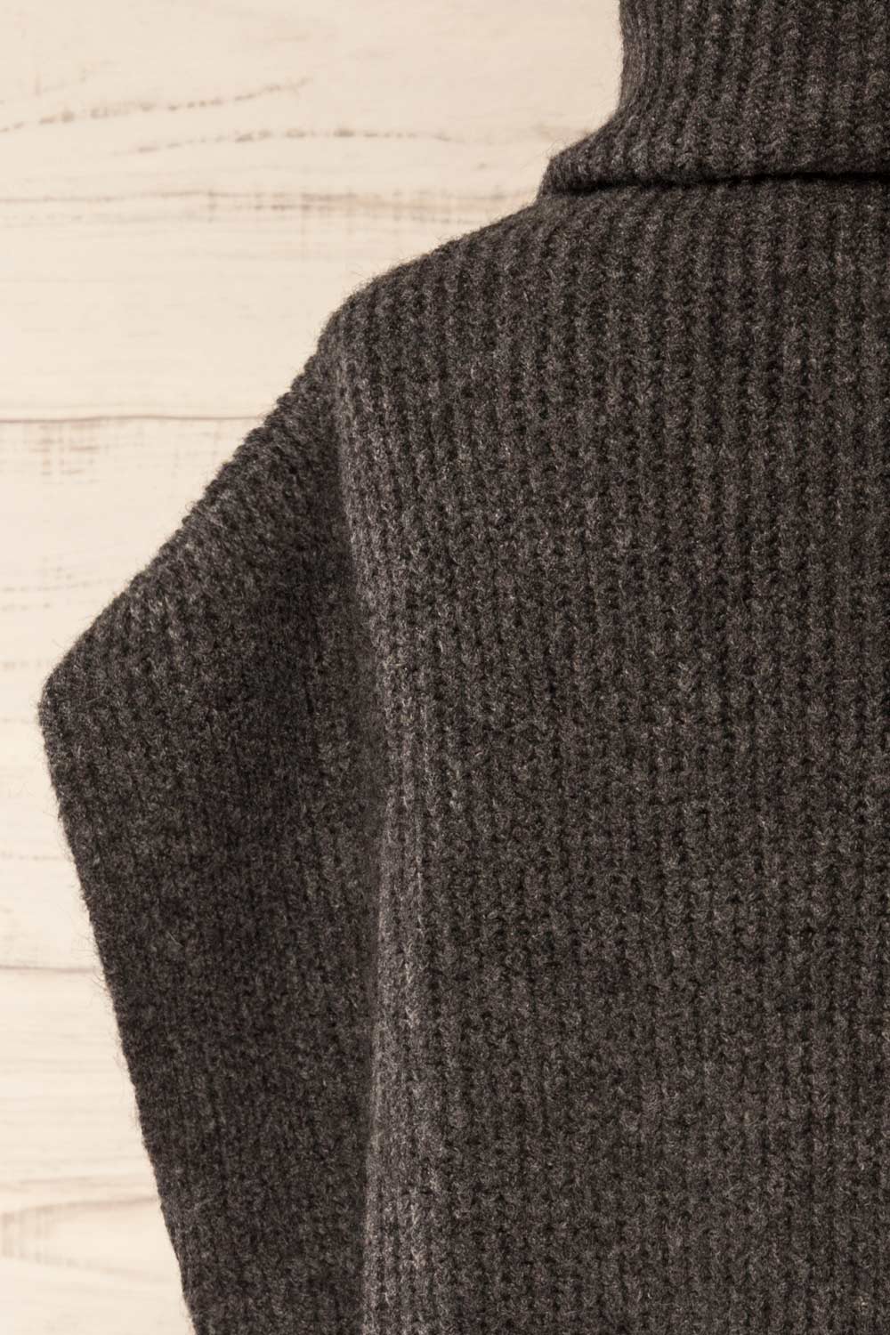 Erzurum Grey Knit Turtleneck Poncho | La petite garçonne back