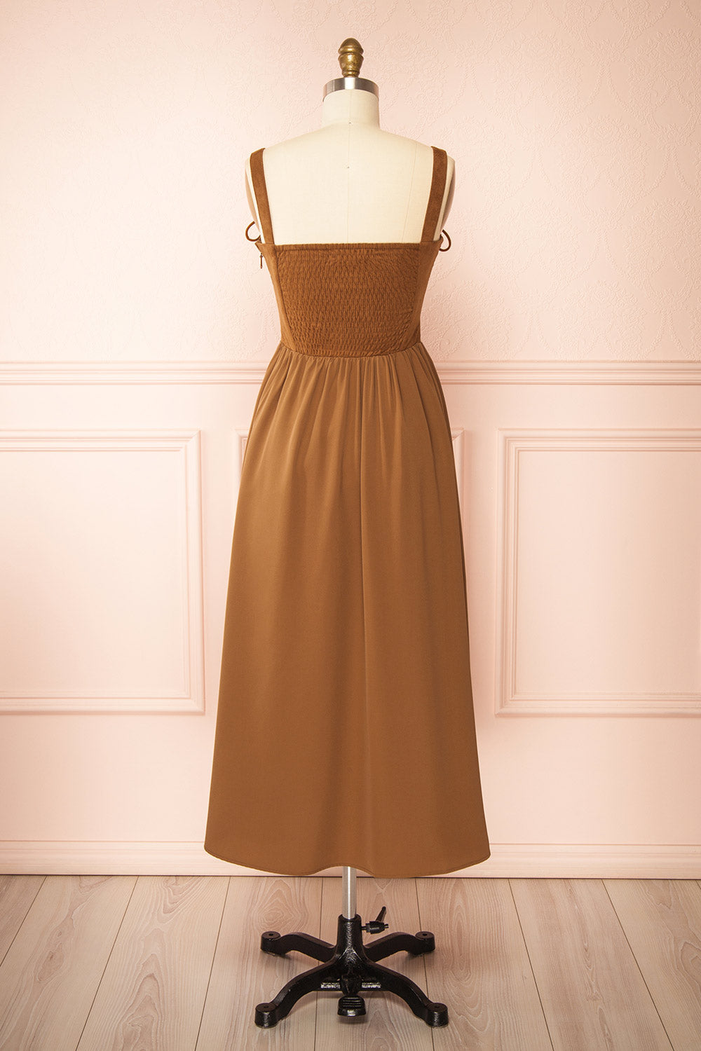 Esma Caramel Faux Suede Corset Dress | Boutique 1861 back view