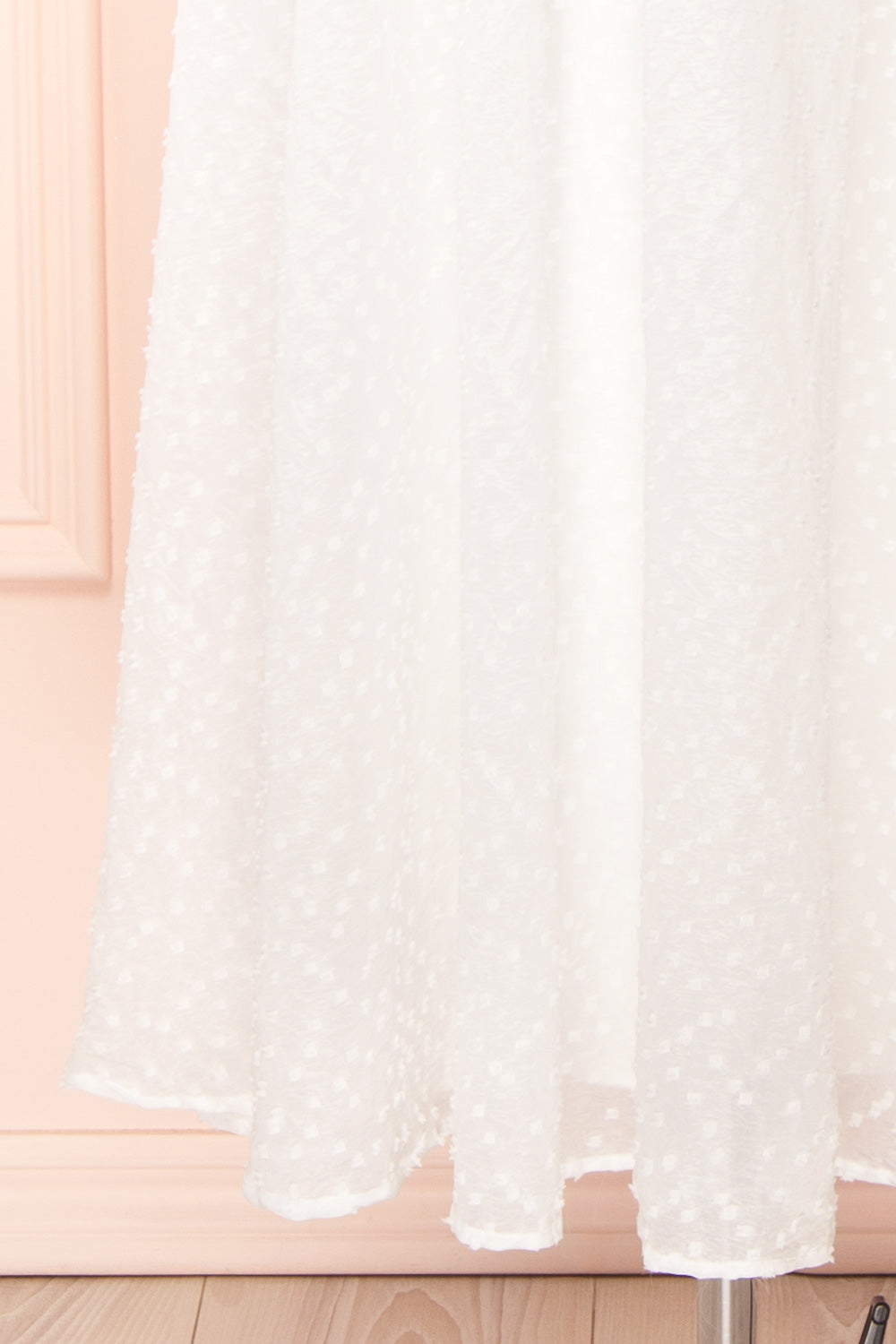Esmeira White Tiered Polka Dot Midi Dress | Boutique 1861 bottom