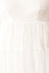Esmeira White Tiered Polka Dot Midi Dress | Boutique 1861 fabric