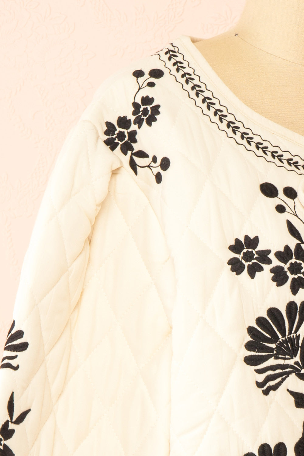 Esmeray Floral Embroidered Beige Jacket | La petite garçonne side