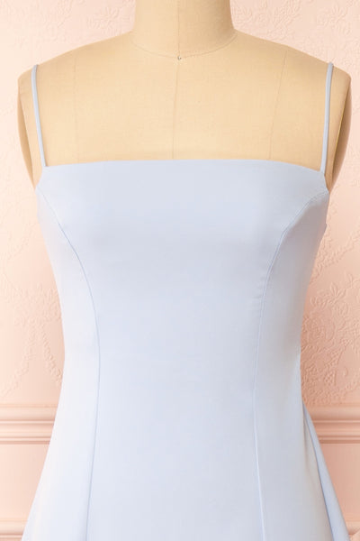 Estella Blue Maxi A-line Dress w/ Slit | Boudoir 1861 front
