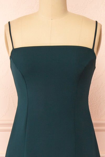 Estella Green Maxi A-line Dress w/ Slit | Boudoir 1861 front