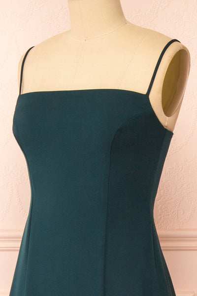 Estella Green Maxi A-line Dress w/ Slit | Boudoir 1861 side