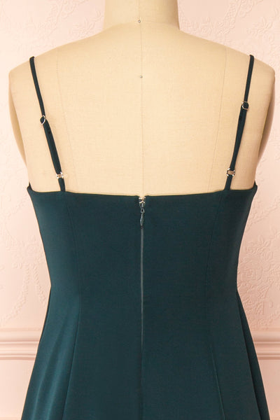 Estella Green Maxi A-line Dress w/ Slit | Boudoir 1861 back