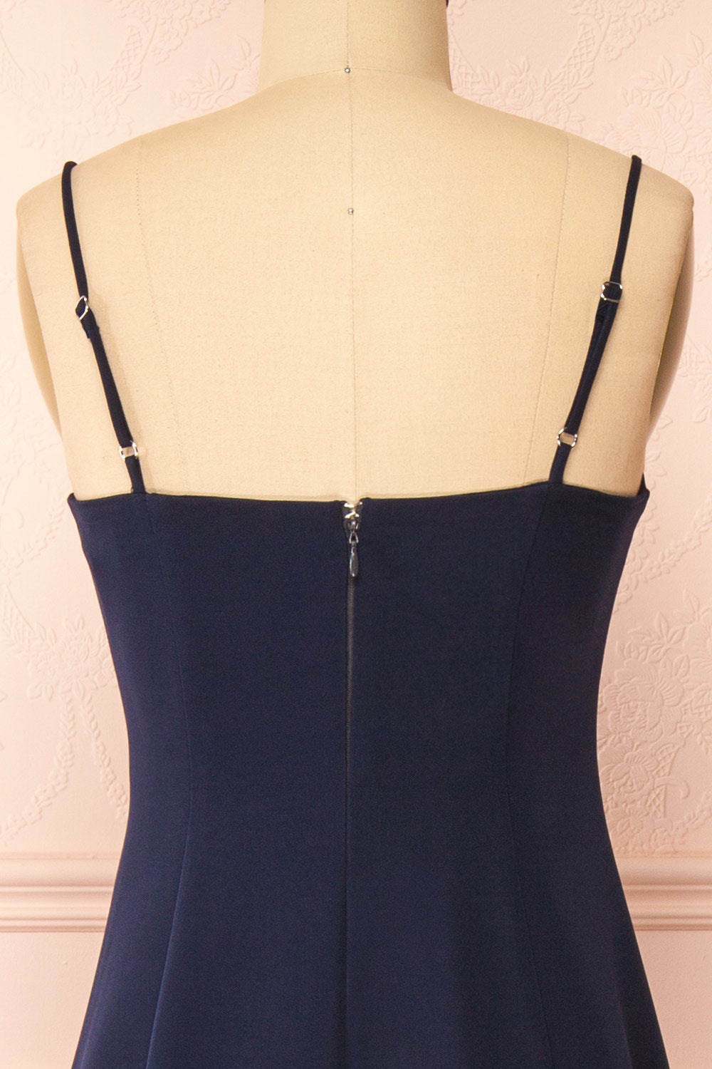 Estella Navy Maxi A-line Dress w/ Slit | Boudoir 1861 back