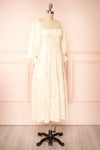 Estelle Ivory Midi Dress w/ Floral Embroidery | Boutique 1861 side view