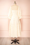 Estelle Ivory Midi Dress w/ Floral Embroidery | Boutique 1861 back close-up
