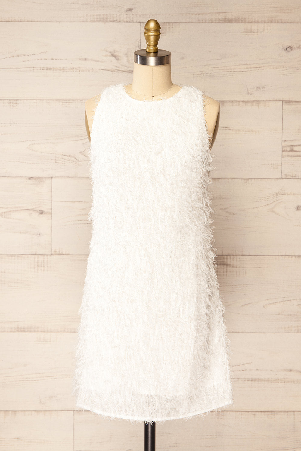 Estriez Short White Fringed Dress | La petite garçonne front view