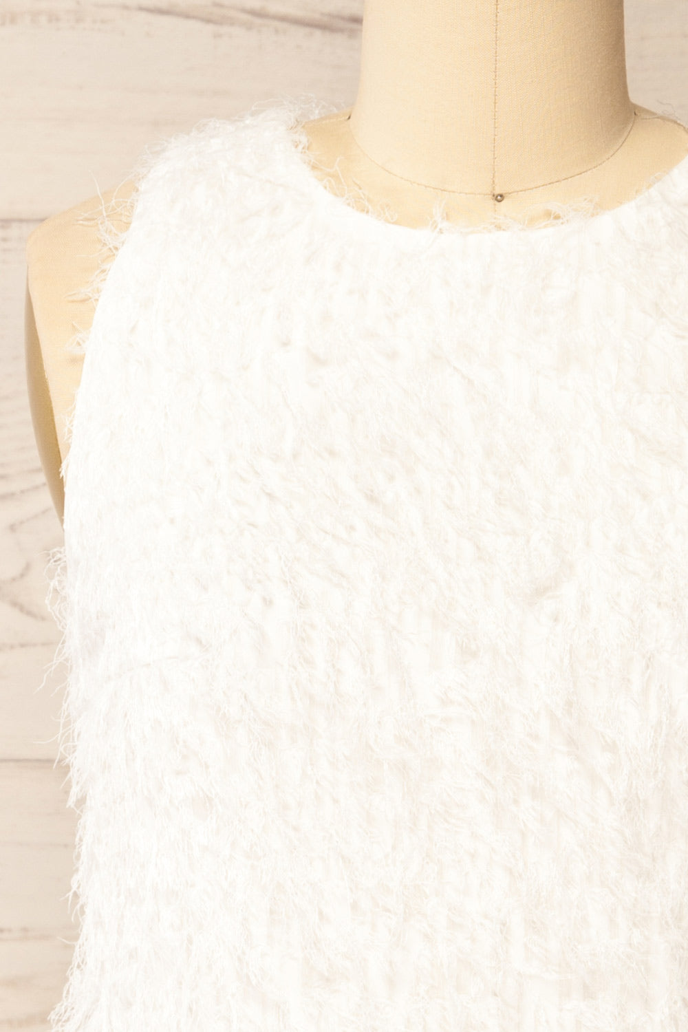 Estriez Short White Fringed Dress | La petite garçonne front