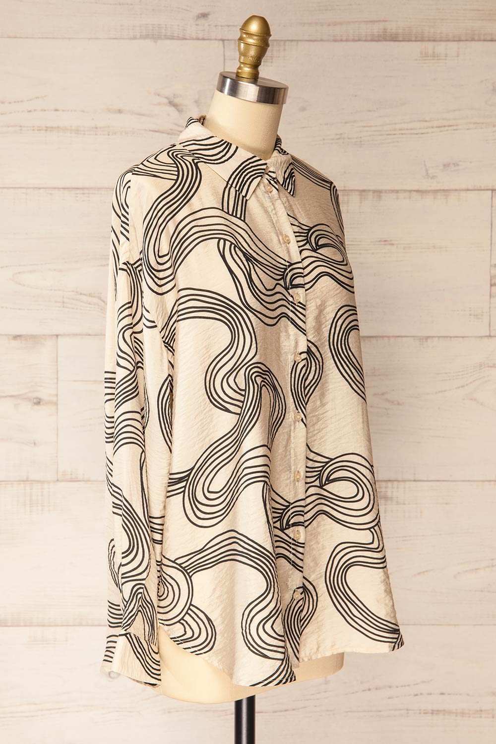 Etel Translucent Shirt with Abstract Lines | La petite garçonne side view