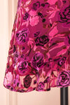 Eudine Short Violet Velvet Floral Dress | Boutique 1861 bottom close-up
