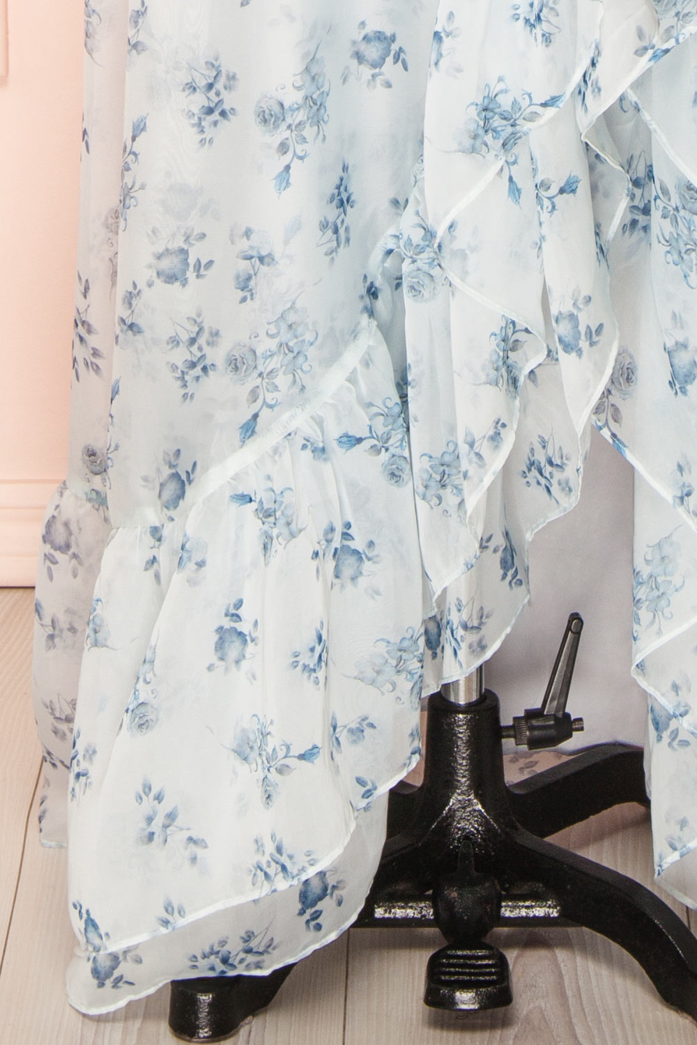 Eulalia Blue Floral Maxi Dress w/ Ruffles | Boutique 1861 bottom view