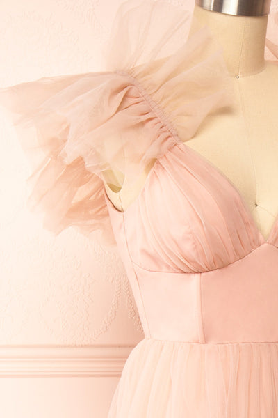 Eunby Maxi Pink Tulle Dress w/ Open Back | Boutique 1861 side