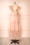 Eunby Maxi Pink Tulle Dress w/ Open Back | Boutique 1861 back view