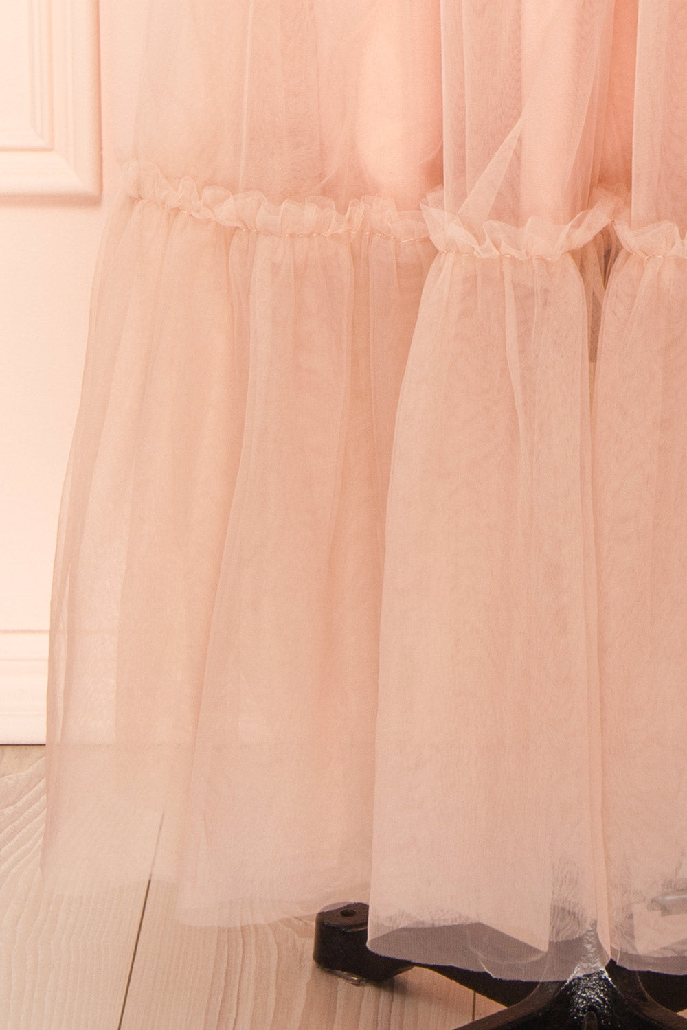 Eunby Maxi Pink Tulle Dress w/ Open Back | Boutique 1861 bottom