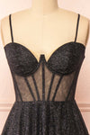 Euphea Black Glitter Strapless Corset Dress | Boutique 1861 straps