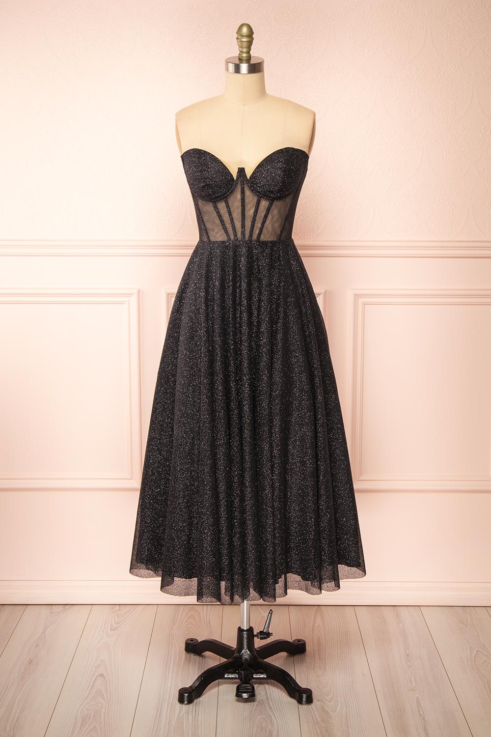 Euphea Black | Glitter Strapless Corset Dress
