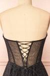 Euphea Black Glitter Strapless Corset Dress | Boutique 1861  back close-up