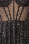 Euphea Black Glitter Strapless Corset Dress | Boutique 1861 front view