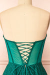 Euphea Green Glitter Strapless Corset Dress | Boutique 1861  back close-up