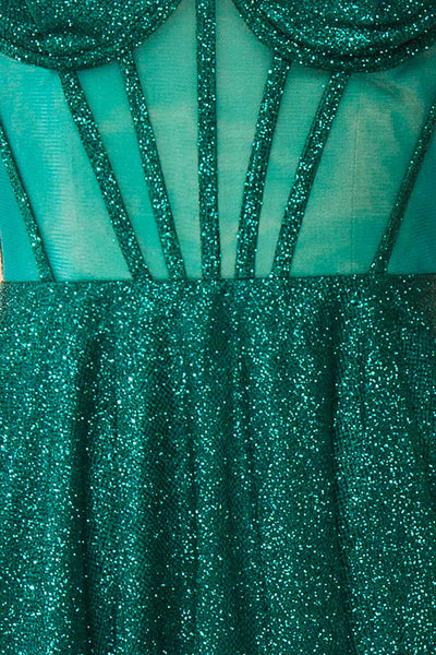 Euphea Green Glitter Strapless Corset Dress | Boutique 1861  fabric