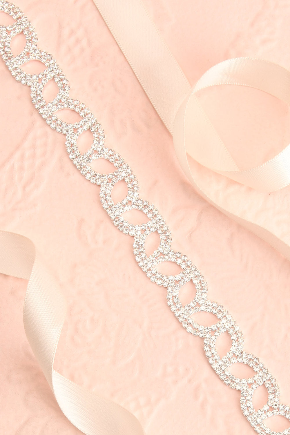 Euron Silver Crystal Ribbon Belt | Boudoir 1861 flat close-up