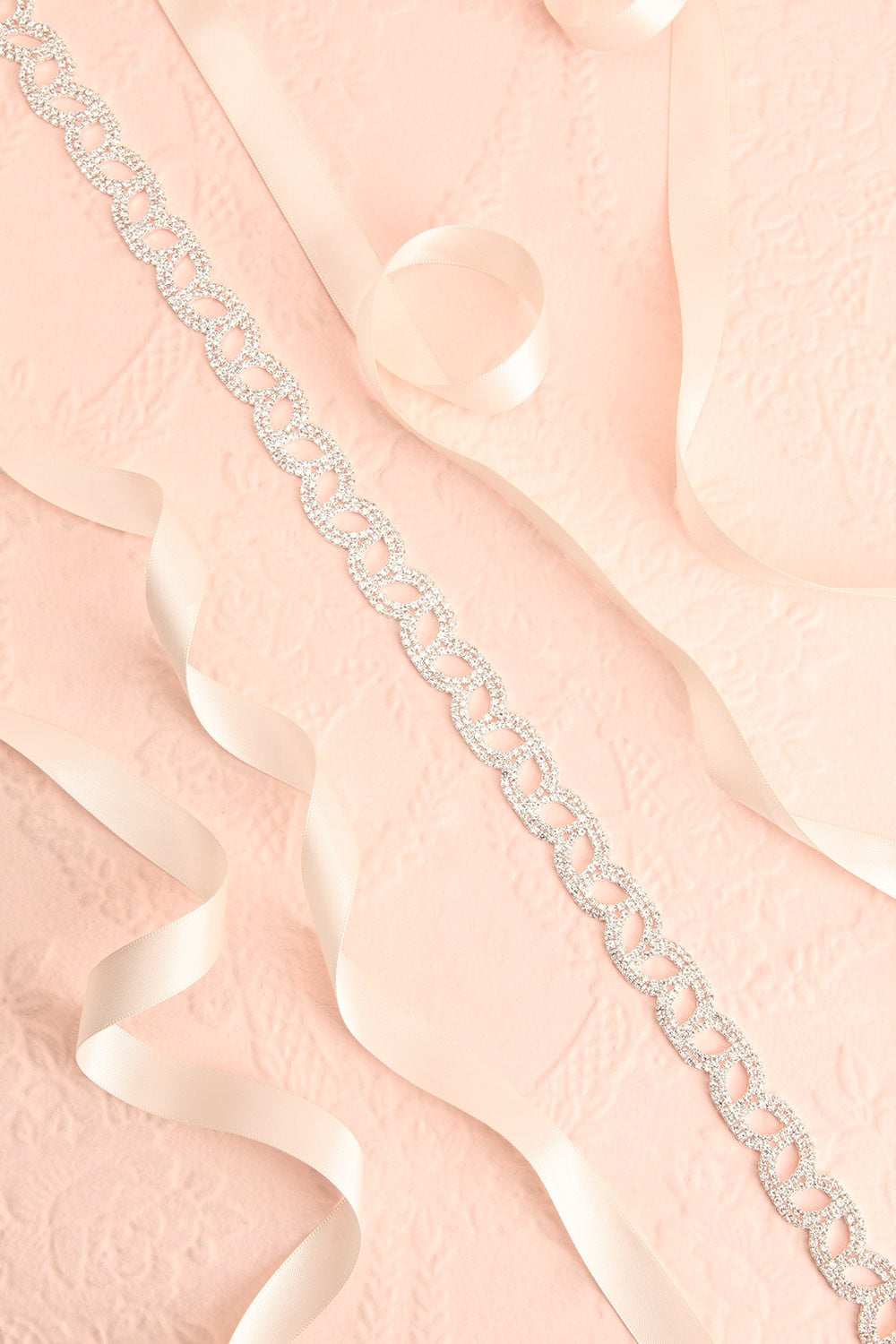 Euron Silver Crystal Ribbon Belt | Boudoir 1861 flat view