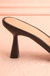 Euthenia Black Heeled Sandals w/ Rhinestone Straps | Boutique 1861 side back close-up