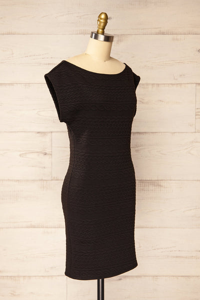 Eva-Marie Black Cable Pattern Short Dress | La petite garçonne side view