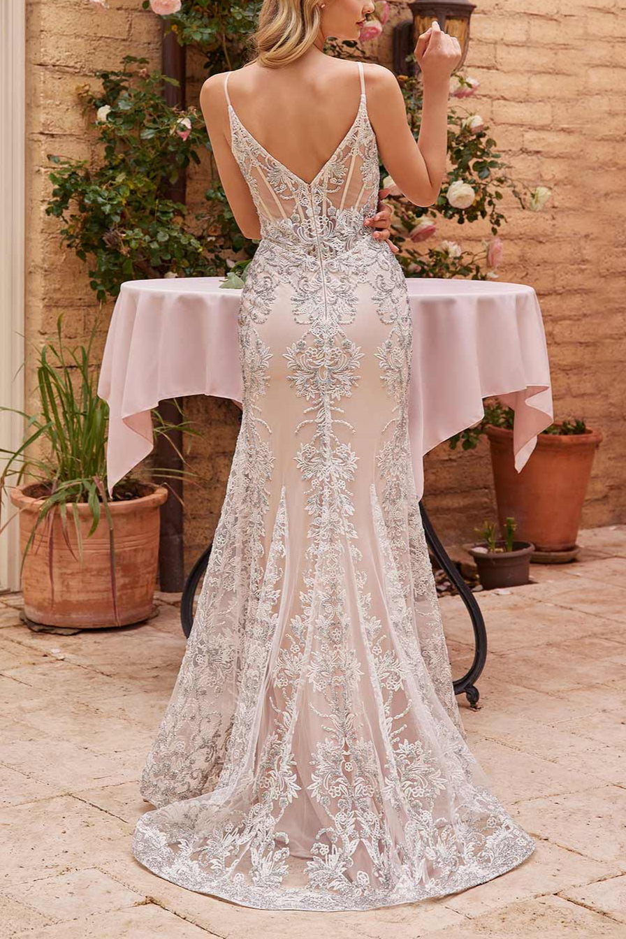 Evanthe Crystals Mermaid Wedding Dress | Boudoir 1861 on model back