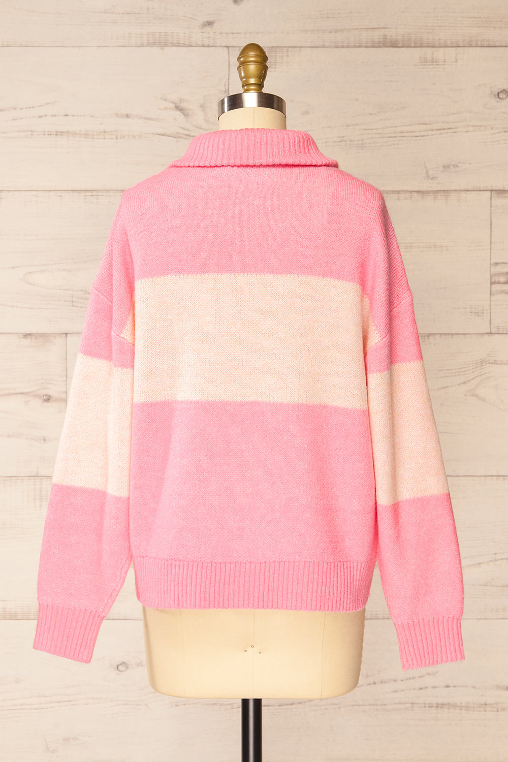 Everest Pink Knit Quarter Zip Sweater | La petite garçonne back view