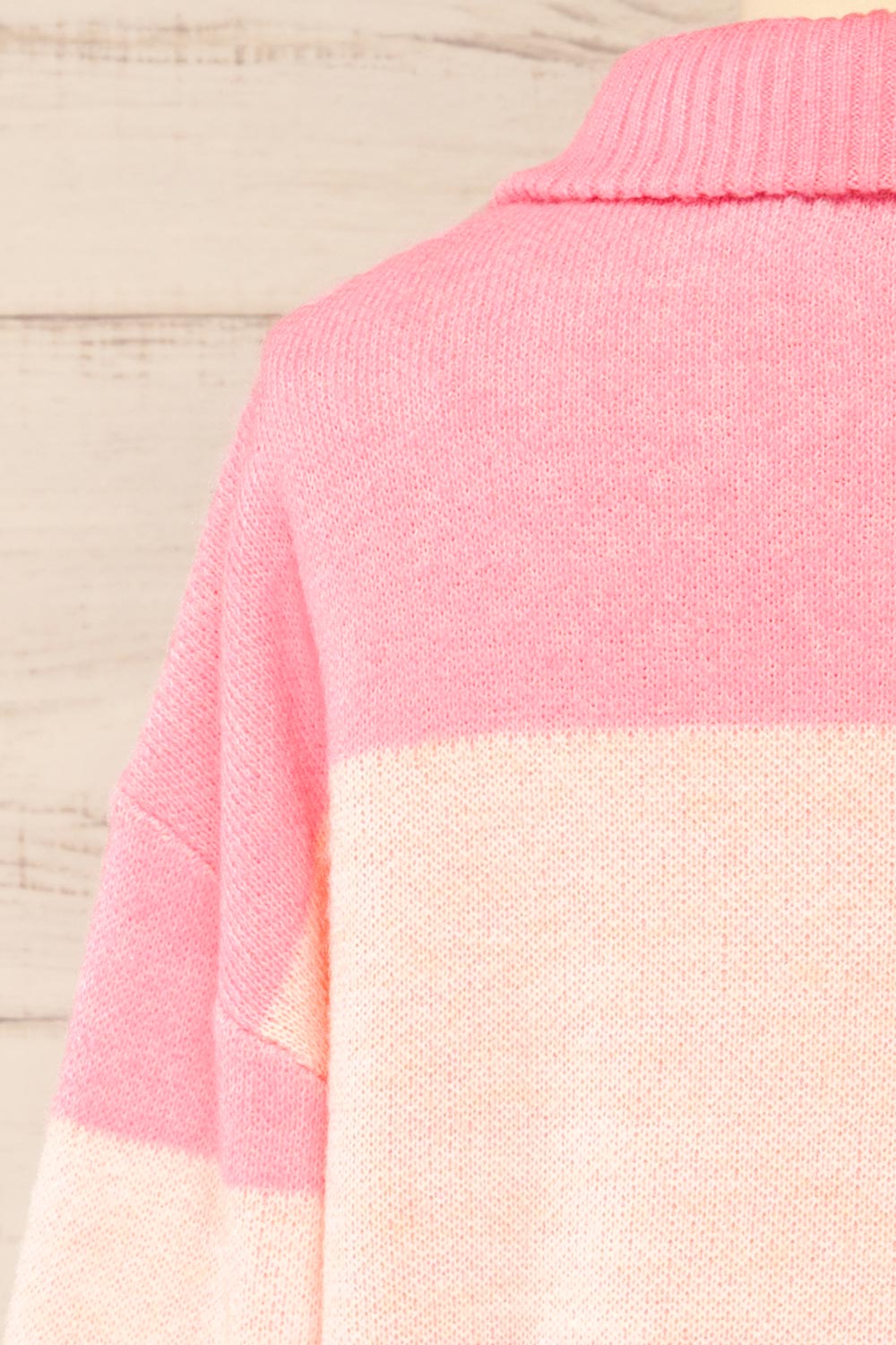 Everest Pink Knit Quarter Zip Sweater | La petite garçonne back