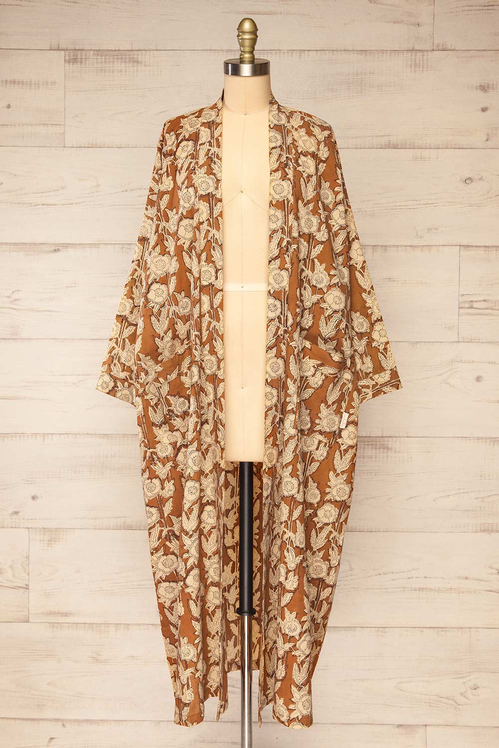 Everglade Caramel Floral Kimono | Maison garçonne open view