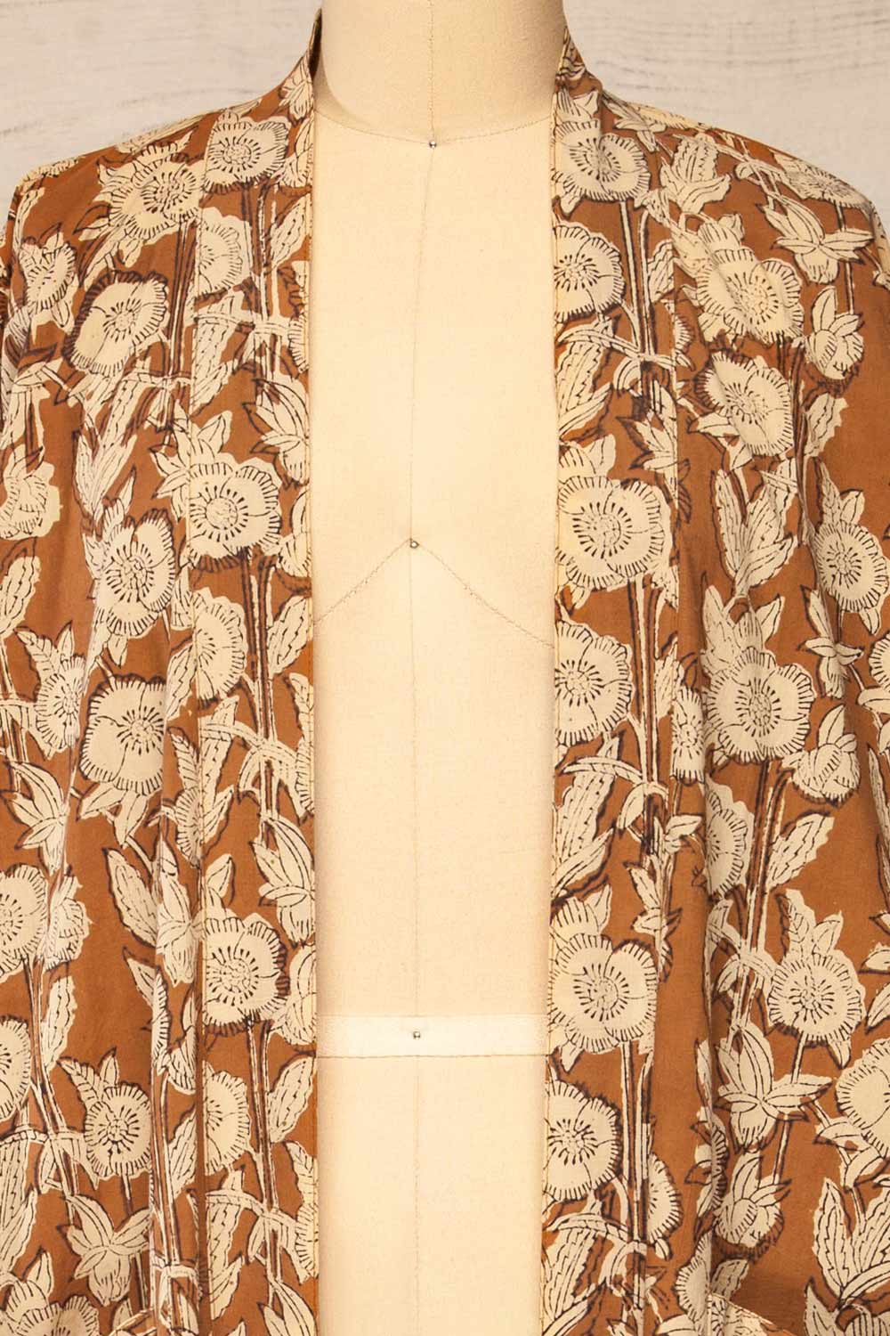 Everglade Caramel Floral Kimono | Maison garçonne open