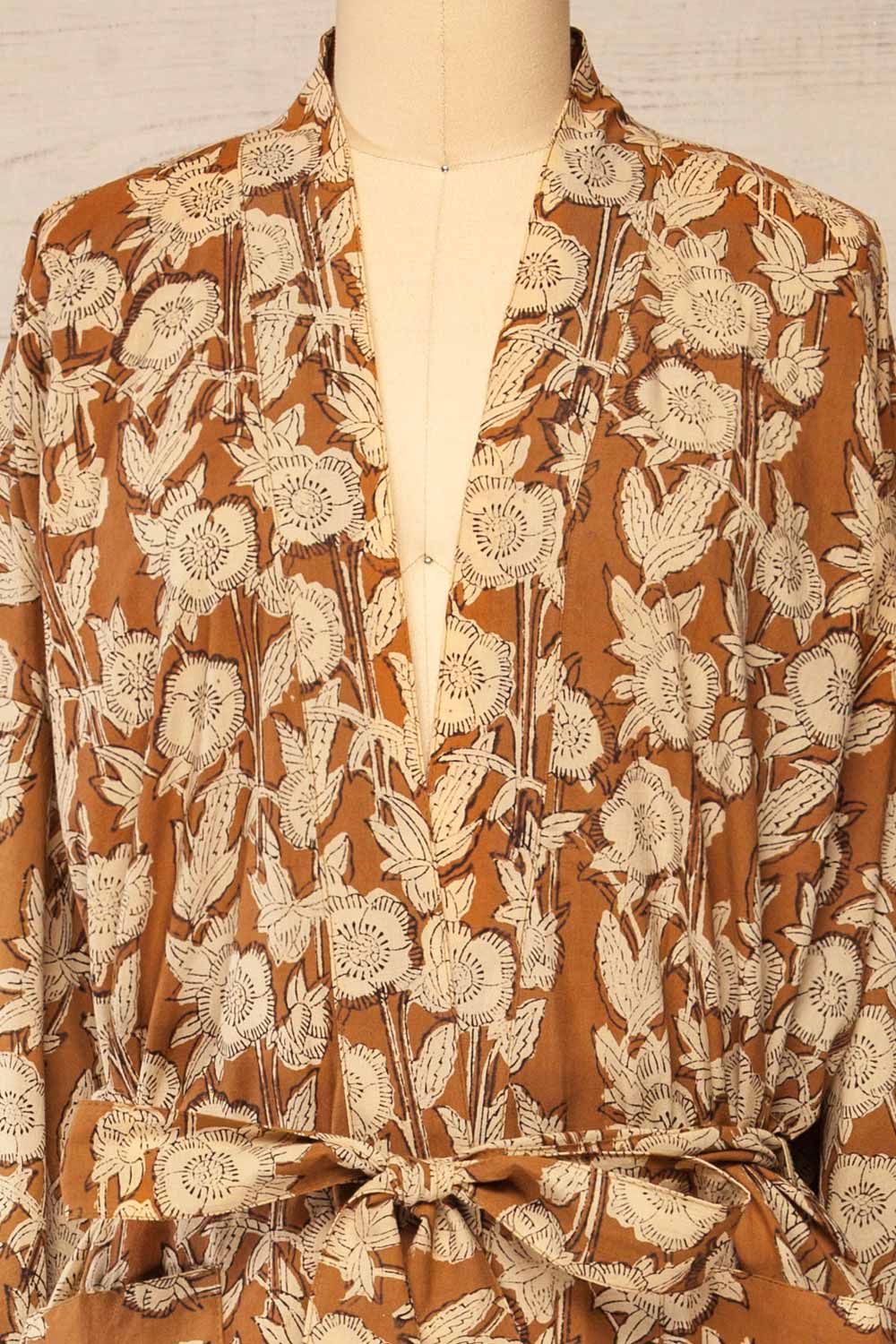 Everglade Caramel Floral Kimono | Maison garçonne front