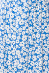 Eviana Short Blue Floral Dress w/ Ruched Bust | Boutique 1861 texture